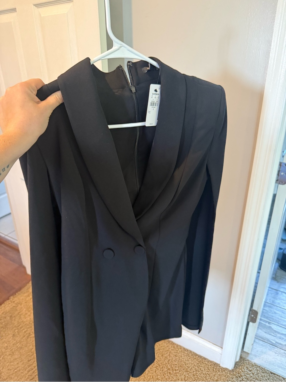 Express Black Double-Breasted Cape Collar Blazer size S NWT